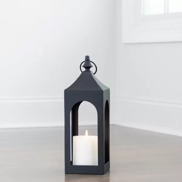 Lanterns-Kirkland's Home Matte Hampshire Metal Lantern, 17 In. Black