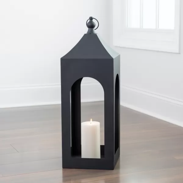 Lanterns-Kirkland's Home Matte Hampshire Metal Lantern, 30 In. Black