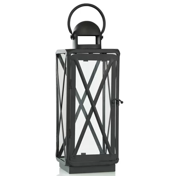 Lanterns-Kirkland's Home Matte Lattice Lanterns, Set Of 2 Black