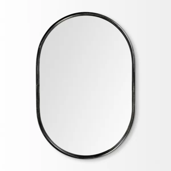 Decorative Mirrors-Kirkland's Home Matte Metal Frame Oval Wall Mirror Black