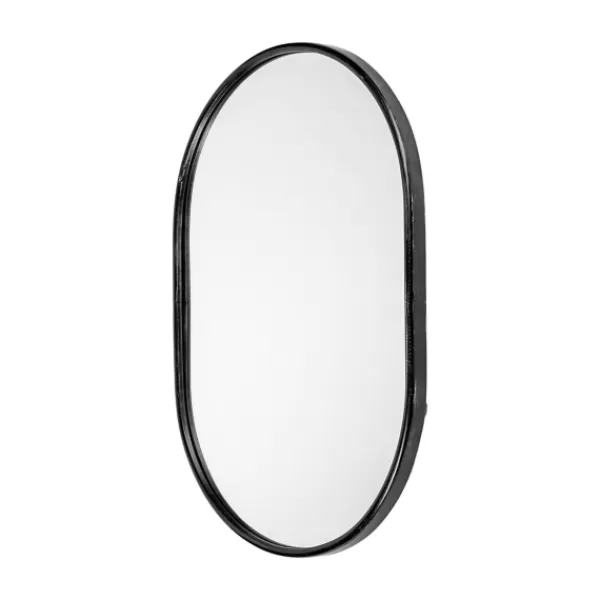 Decorative Mirrors-Kirkland's Home Matte Metal Frame Oval Wall Mirror Black