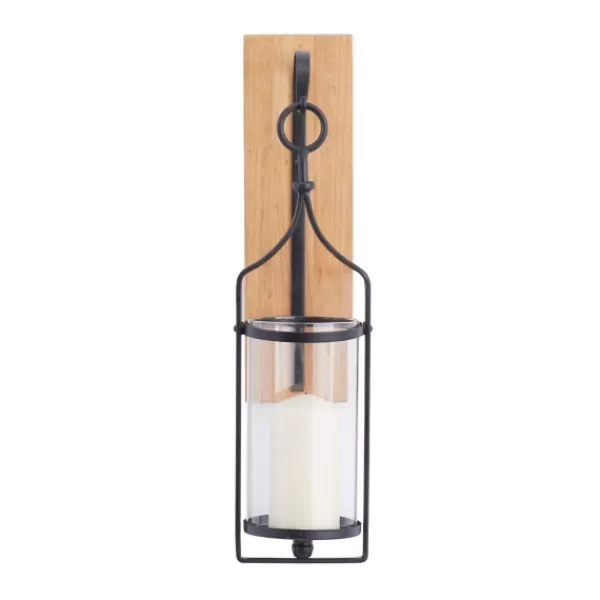 Sconces-Kirkland's Home Matte Poplar Wood Sconce Black