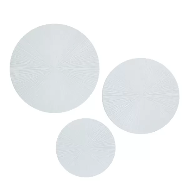 Wall Plaques-Kirkland's Home Matte Ribbed Sunburst Wall Plates, Set Of 3 White