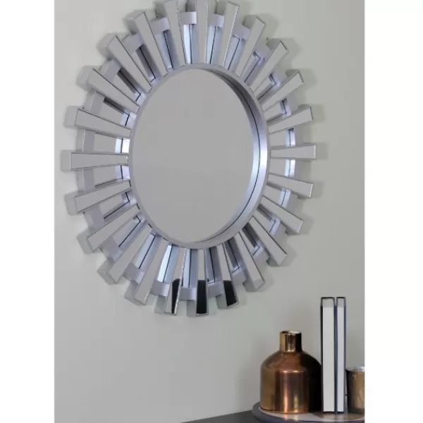 Decorative Mirrors-Kirkland's Home Matte Sunburst Wall Mirror Silver