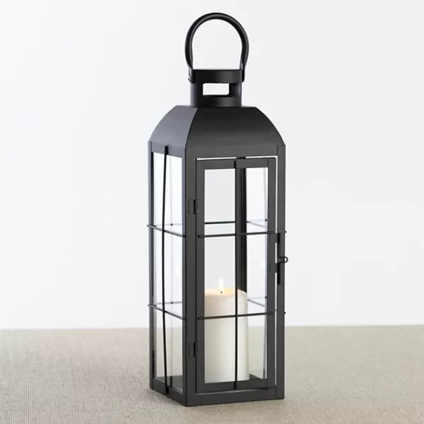 Lanterns-Kirkland's Home Matte Window Pane Lantern, 17 In. Black