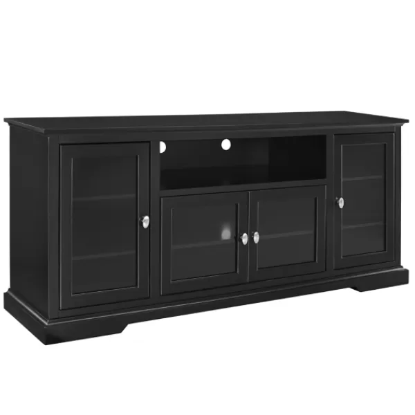 Tv Stands & Media Consoles-Kirkland's Home Matte Wood Highboy Tv Stand Black