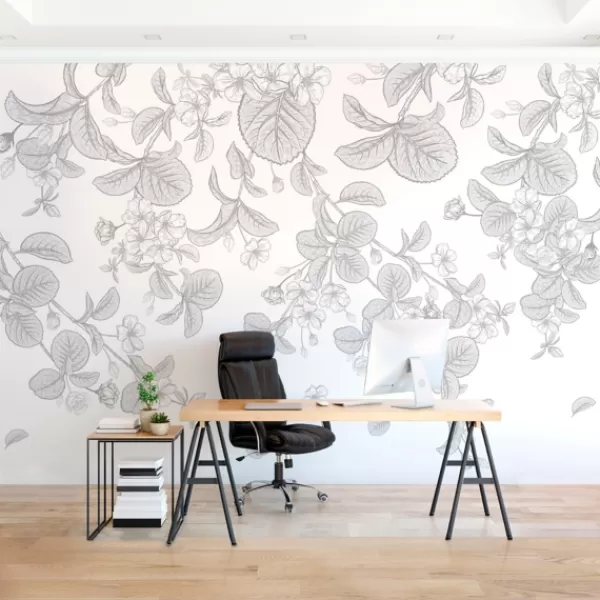 Wall Murals & Wall Decals-Kirkland's Home Medium Leaves Peel And Stick Wall Mural Black/White