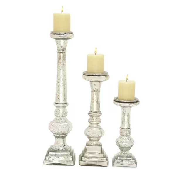 Candle Holders-Kirkland's Home Mercury Glass Candle Holders, Set Of 3 Silver