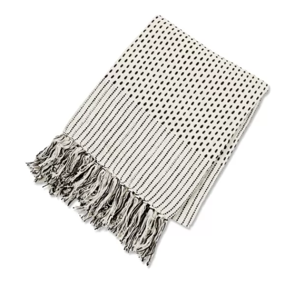 Blankets & Throws-Kirkland's Home Merle Black And White Fringe Throw White/Black