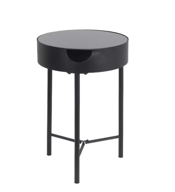 Accent & End Tables-Kirkland's Home Metal 1-Drawer Side Table Black