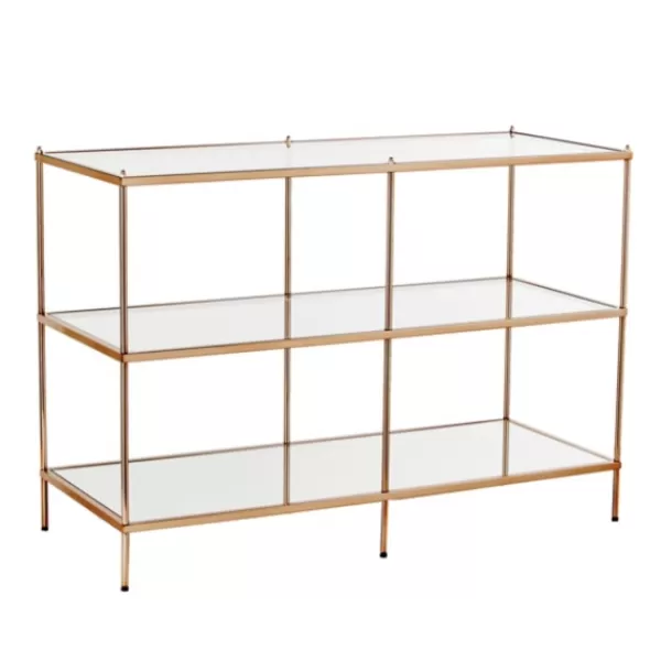 Console Tables-Kirkland's Home Metal 3-Tier Mirrored Console Table Gold