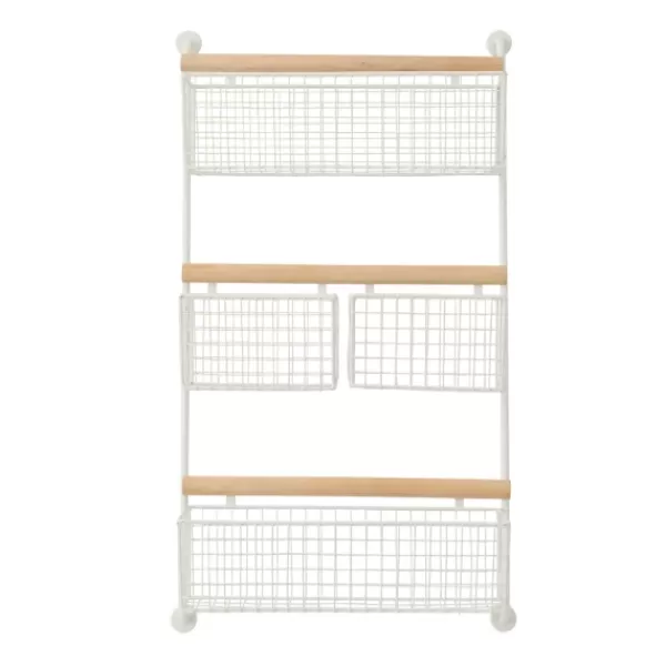 Wall Storage-Kirkland's Home Metal 4-Basket Wall Shelf White