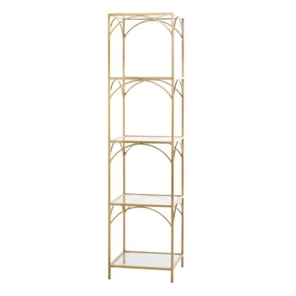 Bookshelves-Kirkland's Home Metal And Clear Glass 4-Tier Shelf Gold