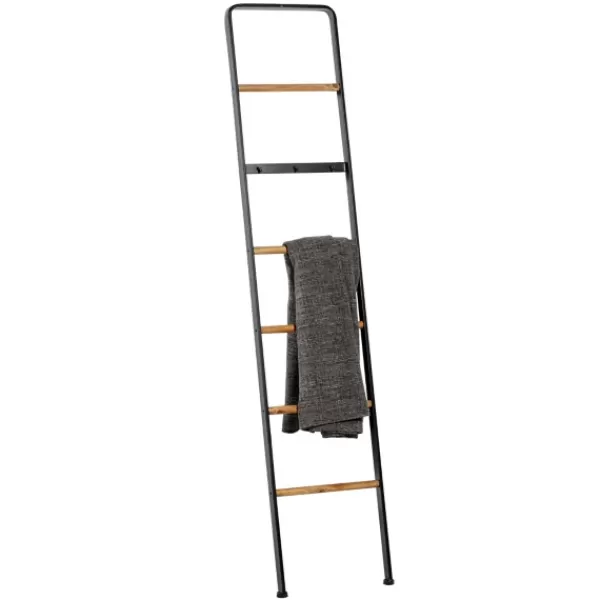 Decorative Accents-Kirkland's Home Metal And Fir Wood Leaning Ladder With Hooks Black/Brown