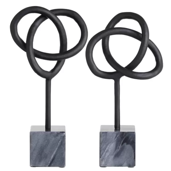 Statues & Figurines-Kirkland's Home Metal And Marble Abstract Sculptures, Set Of 2 Black/Gray