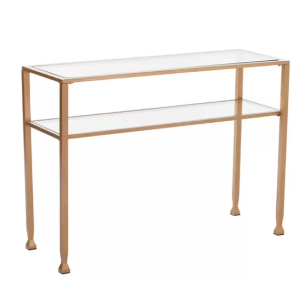 Console Tables-Kirkland's Home Metal And Tempered Glass Console Table Gold