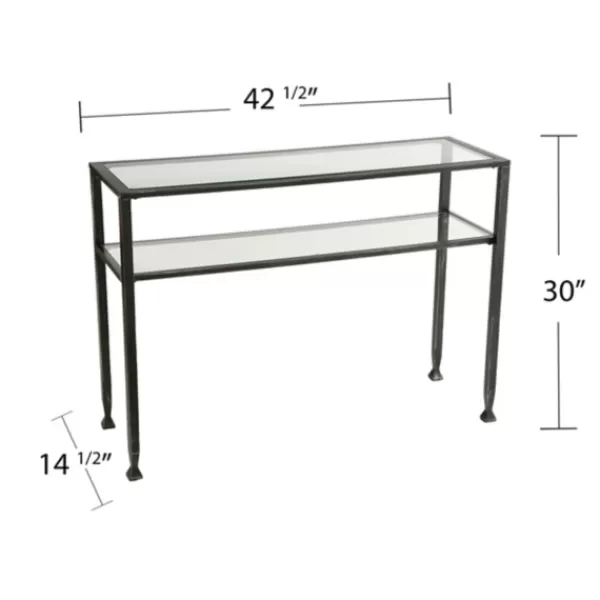 Console Tables-Kirkland's Home Metal And Tempered Glass Console Table Black