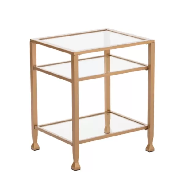 Accent & End Tables-Kirkland's Home Metal And Tempered Glass Side Table Gold