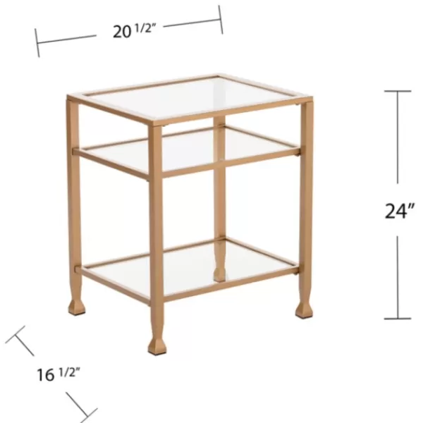 Accent & End Tables-Kirkland's Home Metal And Tempered Glass Side Table Gold