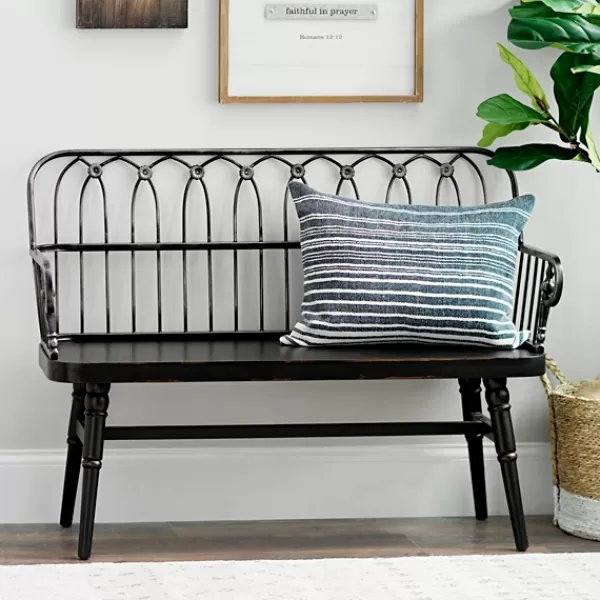 Entryway Furniture-Kirkland's Home Metal And Wood Amy Bench Black