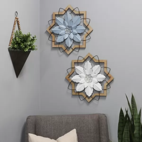 Wall Plaques-Kirkland's Home Metal And Wood Flower Wall Plaque White