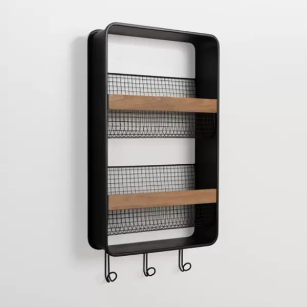 Wall Storage-Kirkland's Home Metal And Wood Wall Magazine Rack