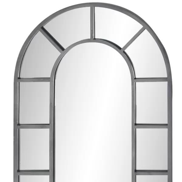 Decorative Mirrors-Kirkland's Home Metal Arch Frame Grid Overlay Mirror Black