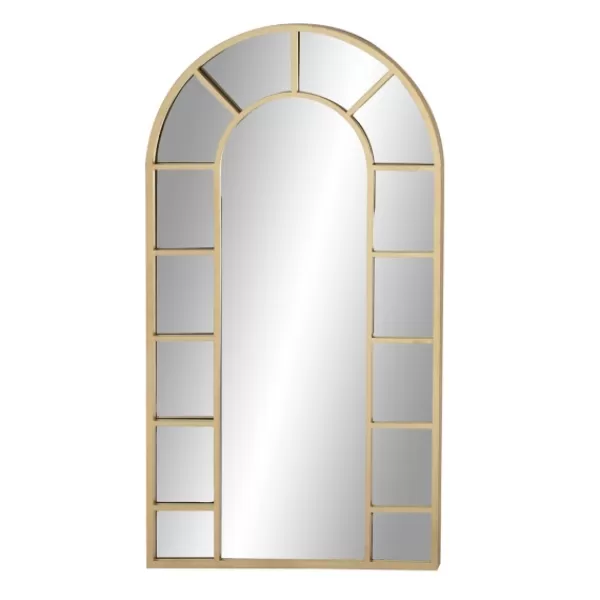 Decorative Mirrors-Kirkland's Home Metal Arch Pane Wall Mirror Gold