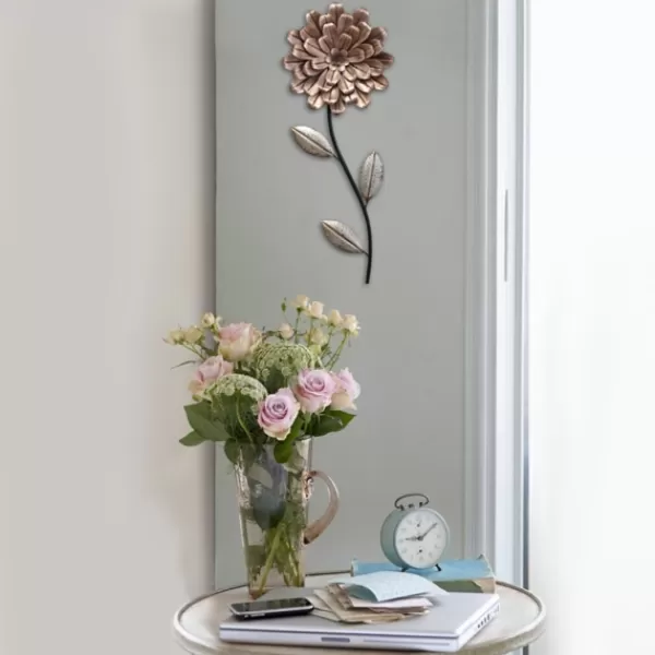 Wall Plaques-Kirkland's Home Metal Blush Romantic Flower Stem Wall Sculpture Pink/Green