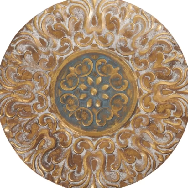 Wall Plaques-Kirkland's Home Metal Carved Floral Wall Sculpture Gold