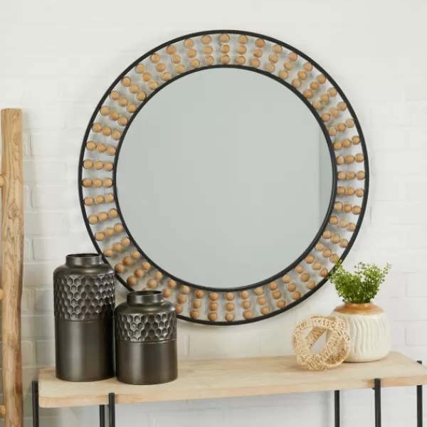 Decorative Mirrors-Kirkland's Home Metal Coen Bohemian Wall Mirror Black