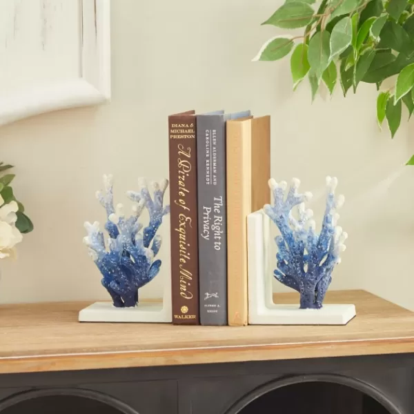 Decorative Accents-Kirkland's Home Metal Coral Bookends, Set Of 2 Blue