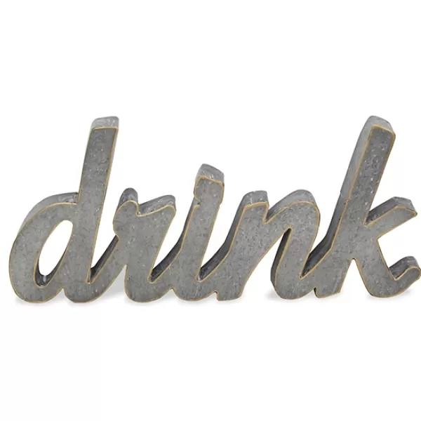 Wall Quotes & Signs-Kirkland's Home Metal Cursive Drink Sign Gray