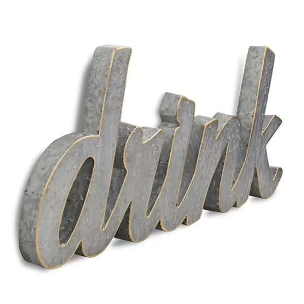 Wall Quotes & Signs-Kirkland's Home Metal Cursive Drink Sign Gray