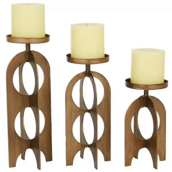 Candle Holders-Kirkland's Home Metal Cutout Candle Holders, Set Of 3 Gold