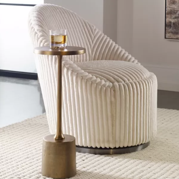 Accent & End Tables-Kirkland's Home Metal Cylinder Base Cocktail Table Gold