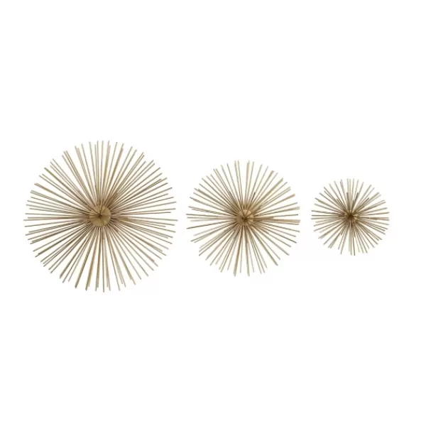 Wall Plaques-Kirkland's Home Metal Disc Starburst Wall Plaques, Set Of 3 Gold