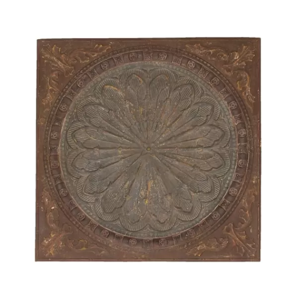 Wall Plaques-Kirkland's Home Metal Floral Medallion Wall Plaque Brown