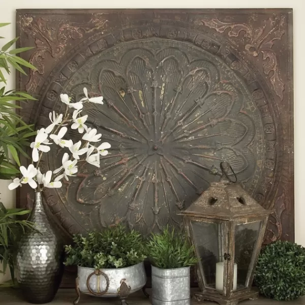 Wall Plaques-Kirkland's Home Metal Floral Medallion Wall Plaque Brown