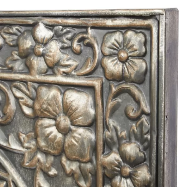 Wall Plaques-Kirkland's Home Metal Floral Scrollwork Wall Plaque Silver