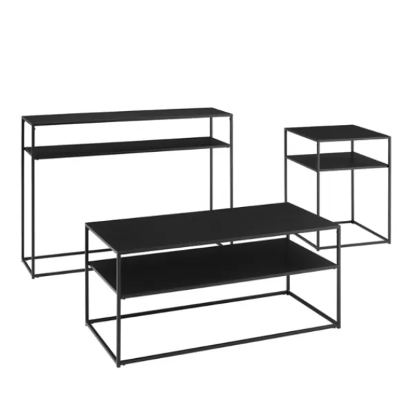 Coffee Tables-Kirkland's Home Metal Frame 3-Pc. Table Set Black