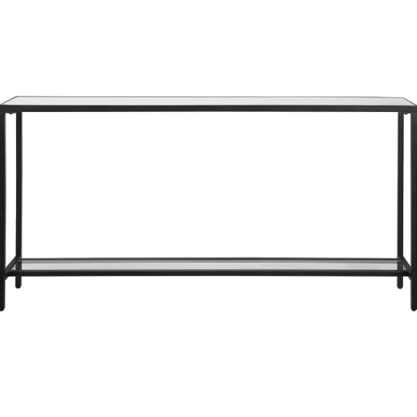 Console Tables-Kirkland's Home Metal Glass Top Console Table Black