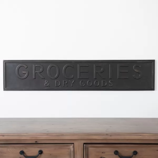 Wall Quotes & Signs-Kirkland's Home Metal Groceries And Dry Goods Plaque Black