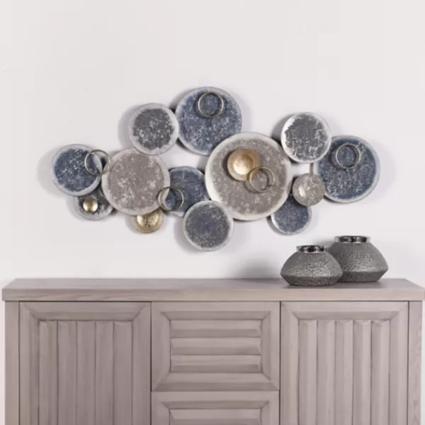 Wall Plaques-Kirkland's Home Metal Hammered Discs Wall Plaque Blue/Gray