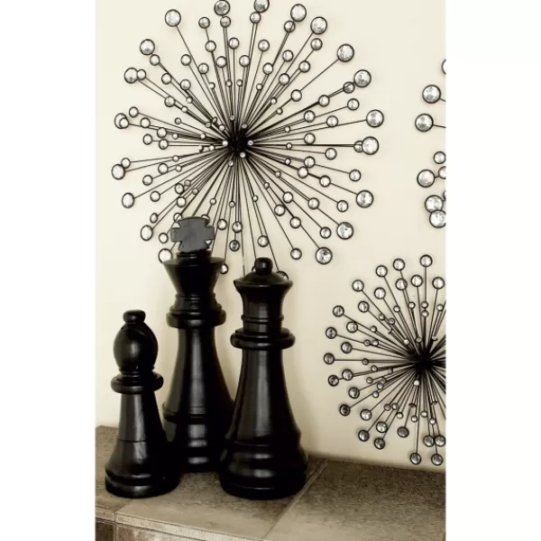 Wall Plaques-Kirkland's Home Metal Jewel Sunburst Wall Plaques, Set Of 3 Black