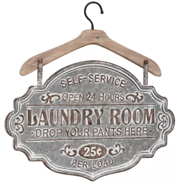 Wall Quotes & Signs-Kirkland's Home Metal Laundry Room Wall Plaque Gray