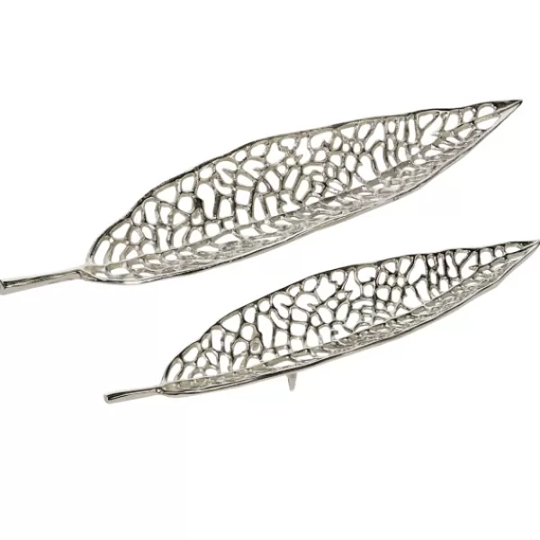 Decorative Trays-Kirkland's Home Metal Leaf Trays, Set Of 2 Silver