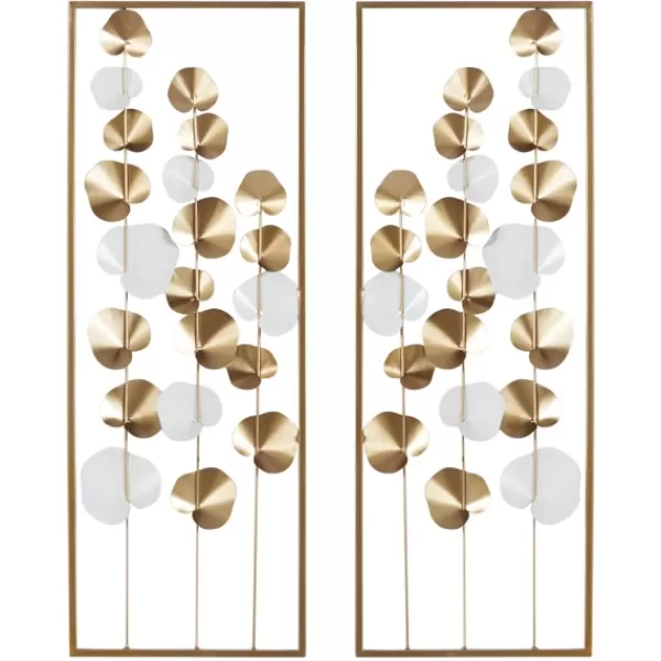 Wall Plaques-Kirkland's Home Metal Leaves Framed Wall Plaques, Set Of 2 Gold