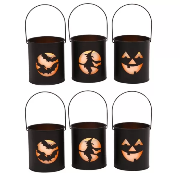 Lanterns-Kirkland's Home Metal Led Halloween Lanterns, Set Of 6 Black