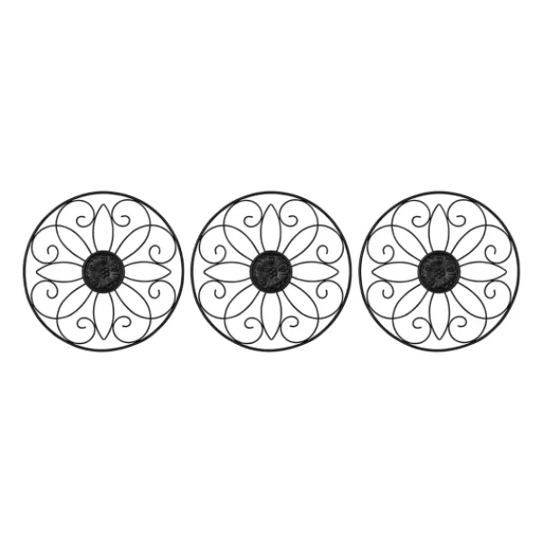 Wall Plaques-Kirkland's Home Metal Medallion Wall Plaques, Set Of 3 Black